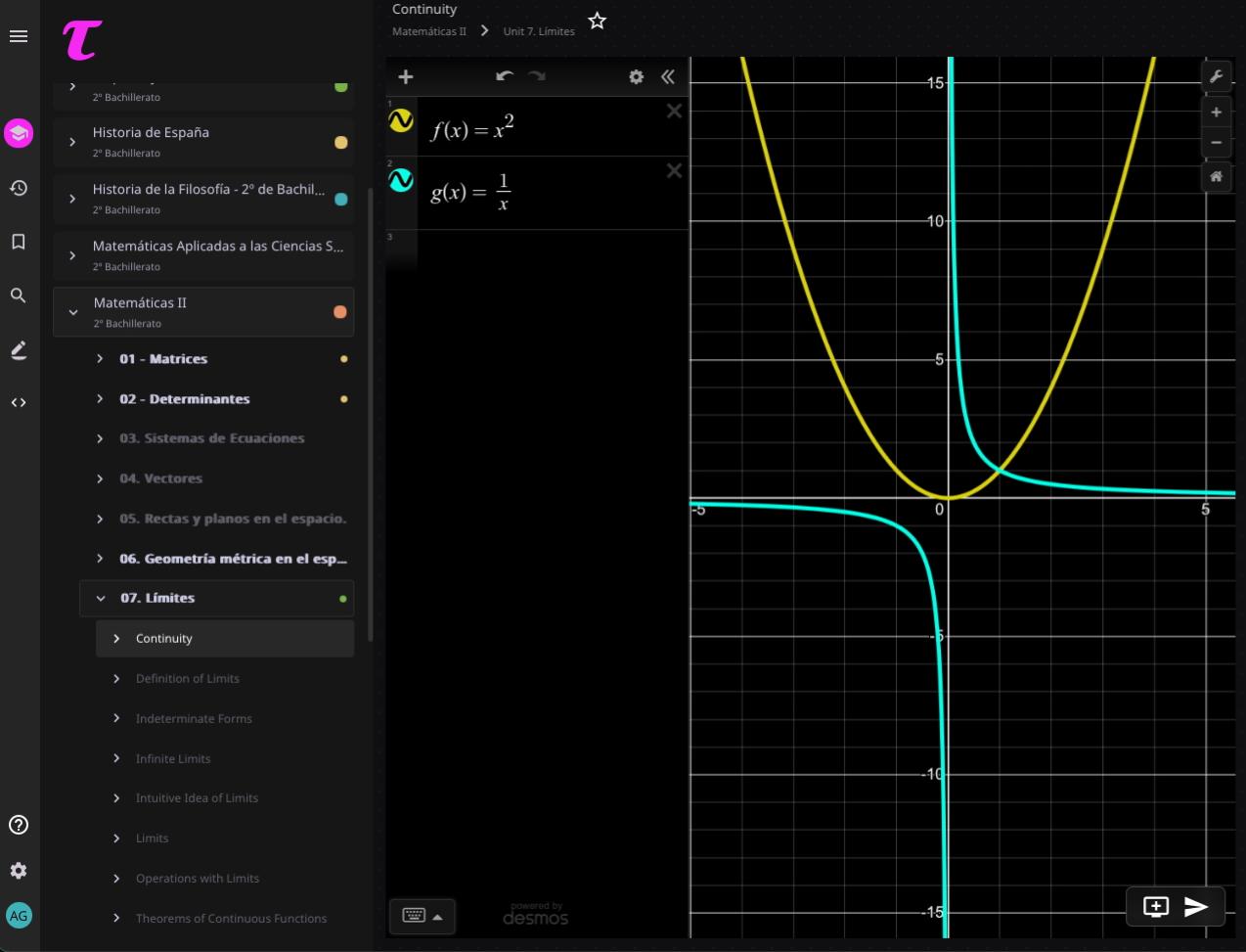 AI tool for tangents: interactive graph with derivative functions and adjustable sliders for exploration.